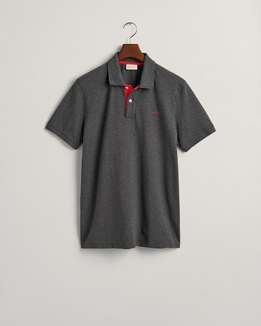 GANT Reg Contrast Pique SS Polo Anthracite